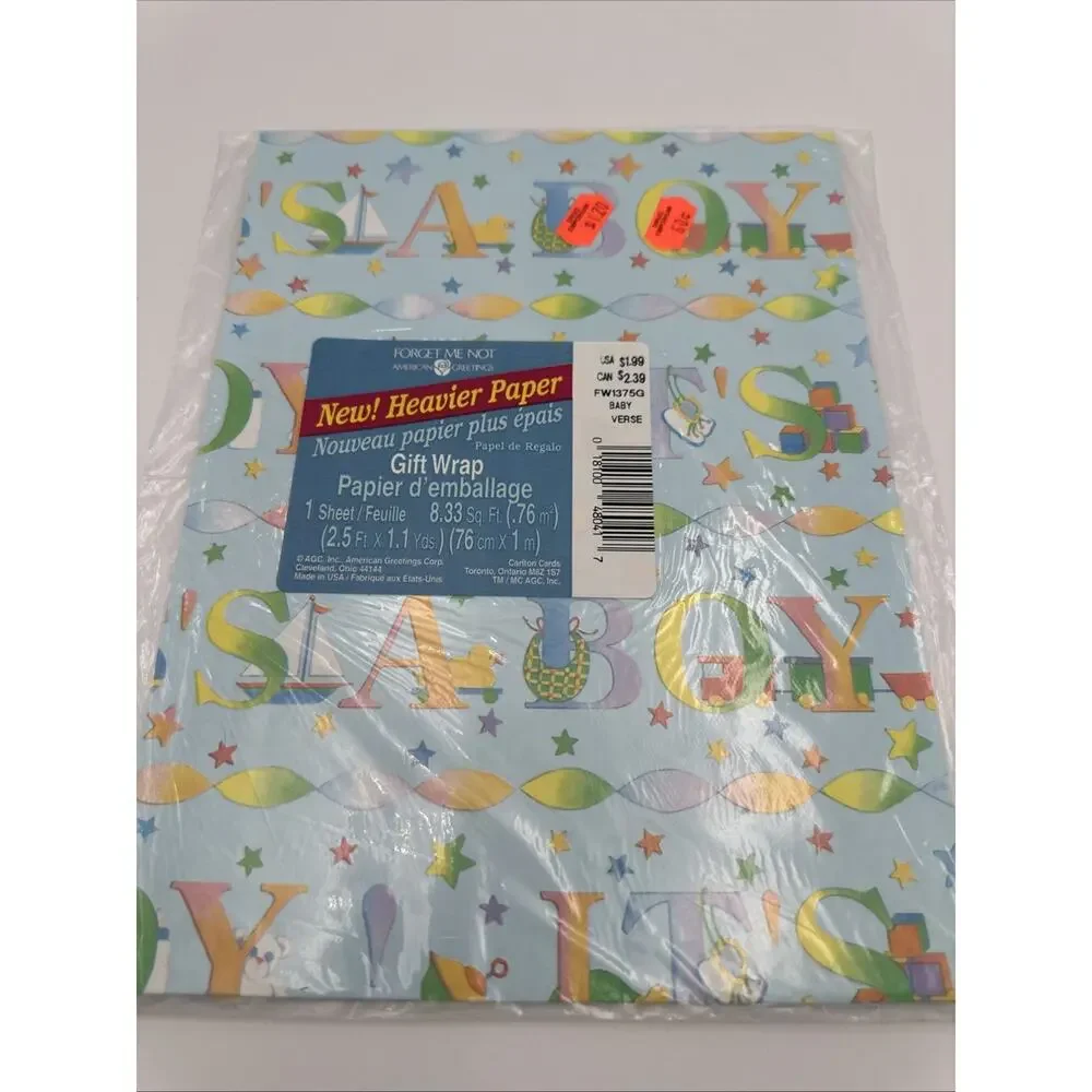 3 Vintage Forget Me Not Gift Wrap Packs Puppy, Bears And It’s A Boy